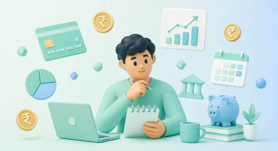 a man figuring out financial planning after getting his first salary
